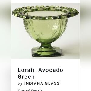 1960s Avocado Green " Lorain " Planter Pedestal Bowl Comport by Indiana Glass